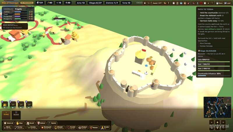 The fort in-game with its switchback road